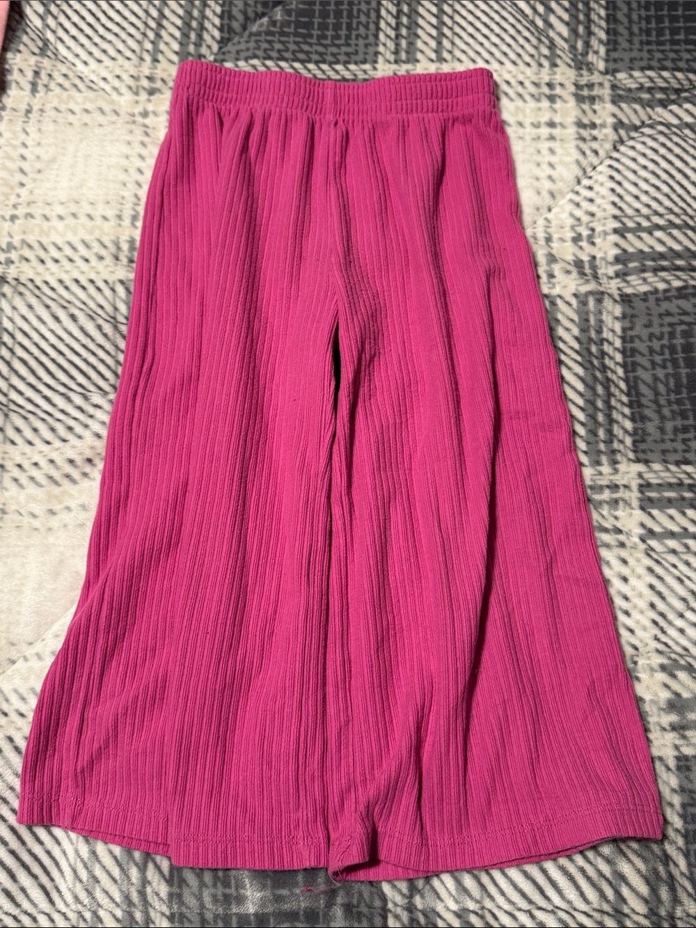 Kids Wide-Leg Ribbed Pants - Pink